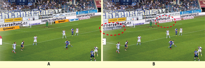 サッカー中継の看板広告