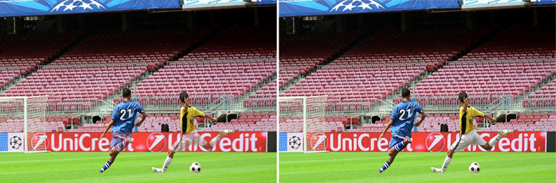 選手に広告がかぶらない技術